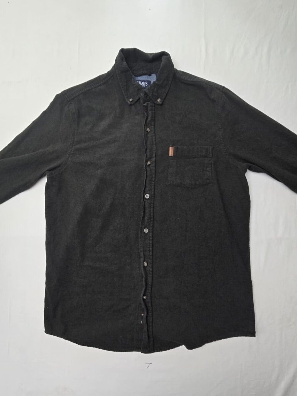 Chaps Brushed Flannel Button-Down Shirt – Size M – Dark Charcoal